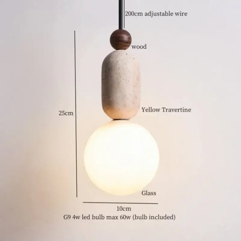 Yellow Travertine Pendant Light Vintage Style