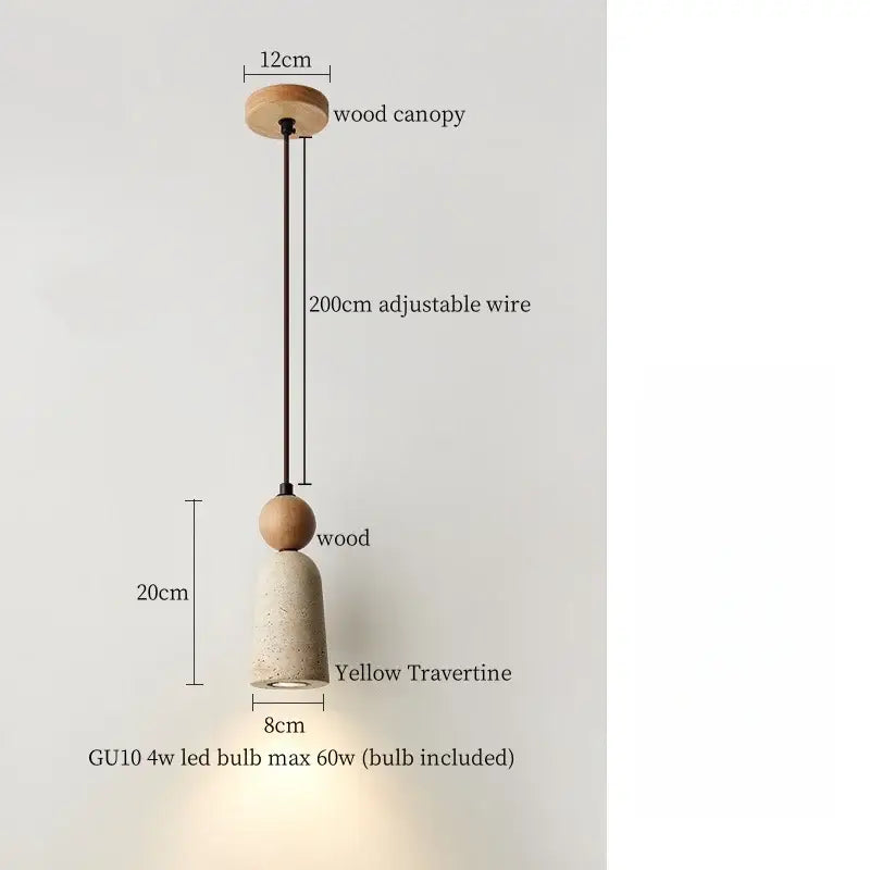 Yellow Travertine Pendant Light Vintage Style