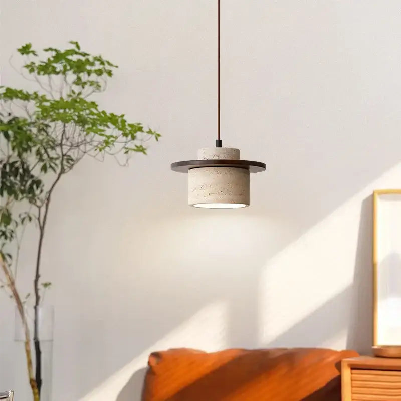 Yellow Travertine Pendant Light Vintage Style