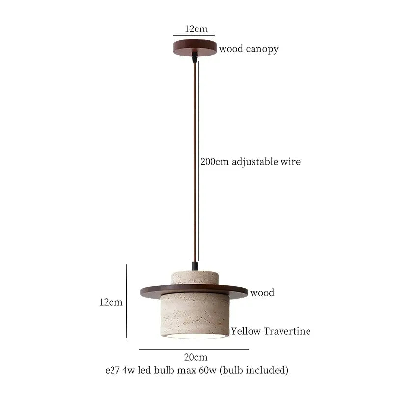 Yellow Travertine Pendant Light Vintage Style