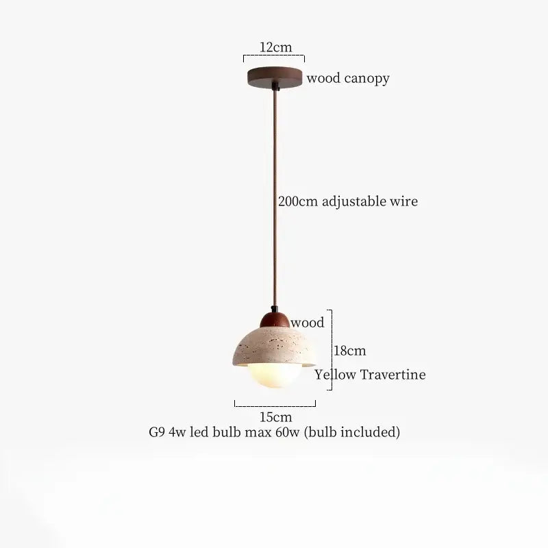 Yellow Travertine Pendant Light Vintage Style