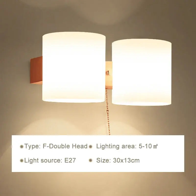 Wooden Frosted Wall Lamp
