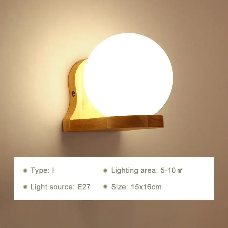 Wooden Frosted Wall Lamp