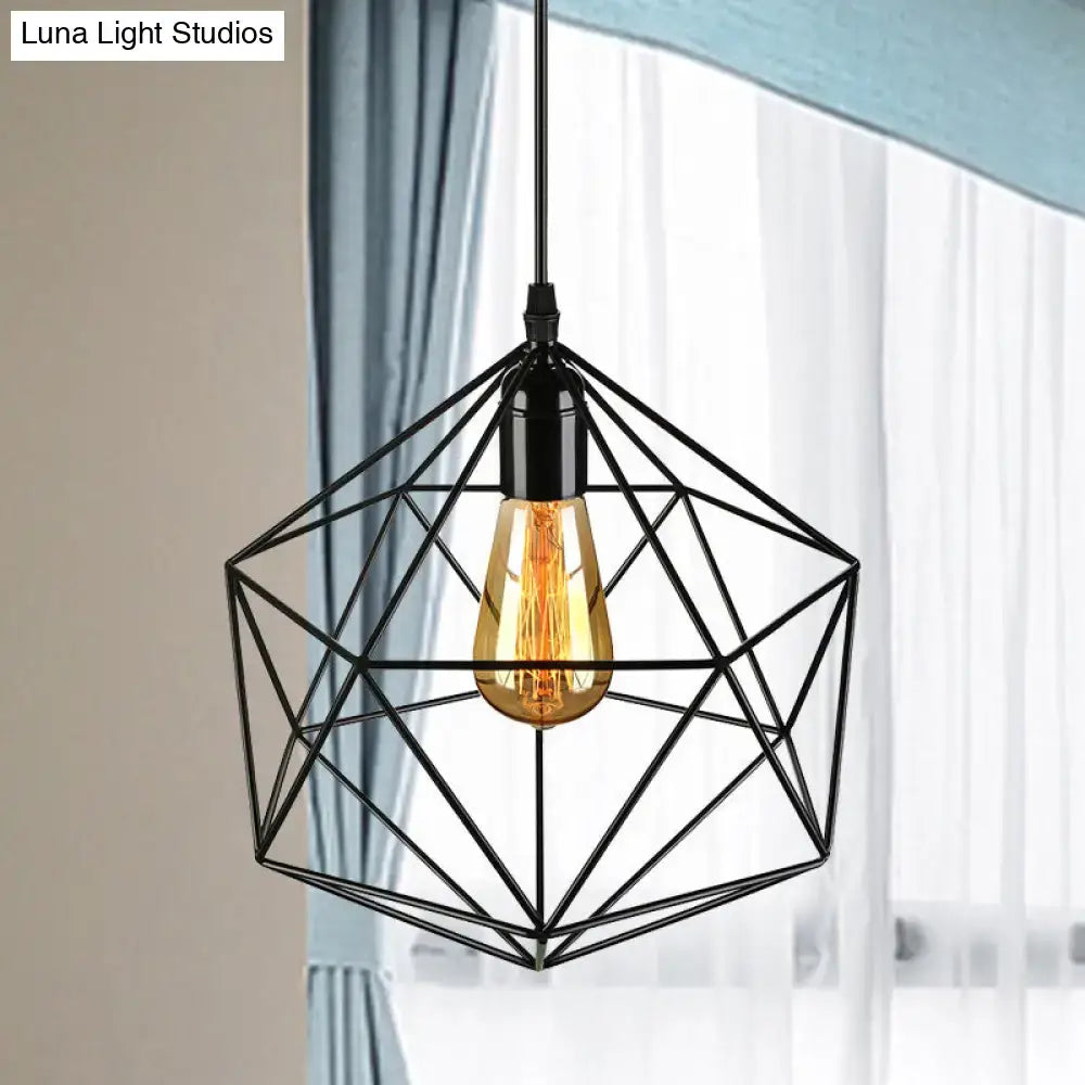 Black Geometric Metal Pendant