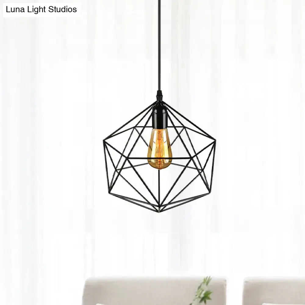 Black Geometric Metal Pendant