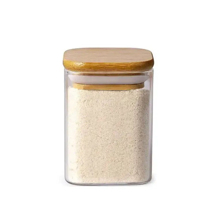 Glass Bamboo Lid Jar