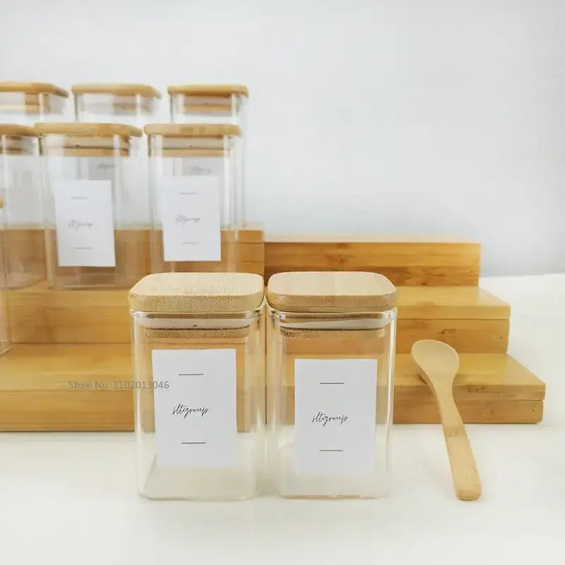 Glass Bamboo Lid Jar