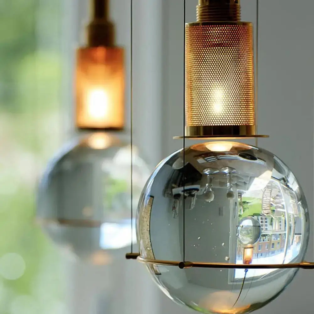 Brass Crystal Globe Pendant
