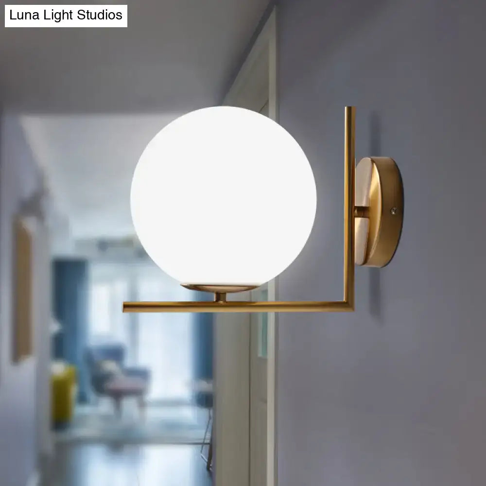 Gold Frosted Glass Ball Compact Sconce