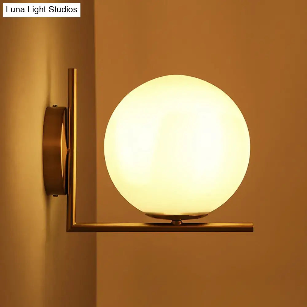 Gold Frosted Glass Ball Compact Sconce