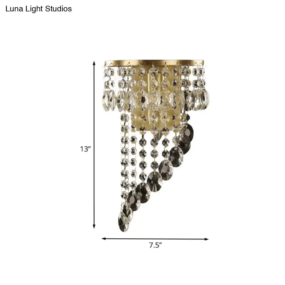 Gold Crystal Bead Brass Sconce