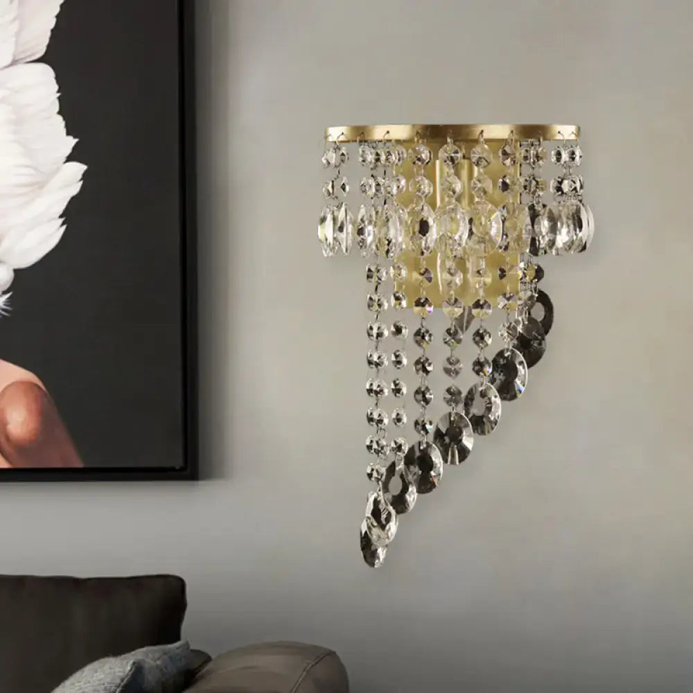 Gold Crystal Bead Brass Sconce