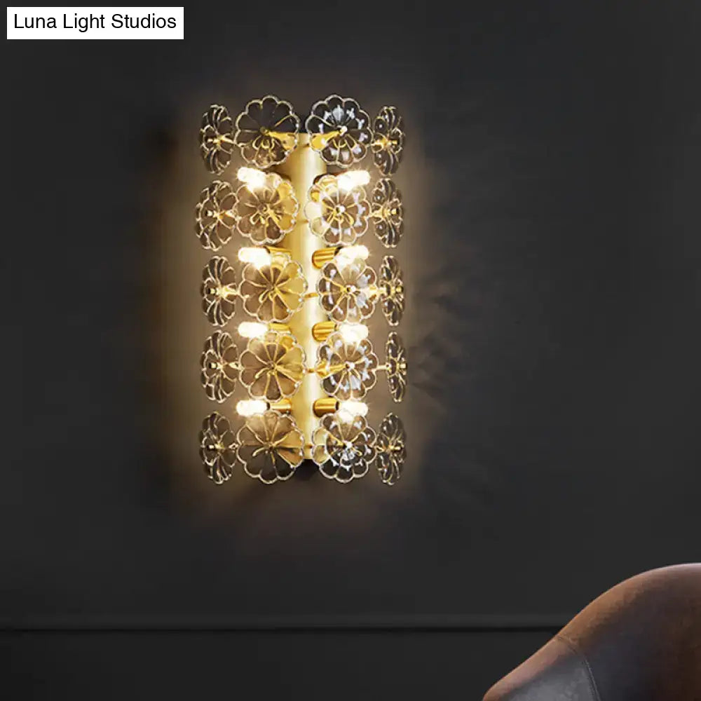 Gold Floral Crystal Sconce