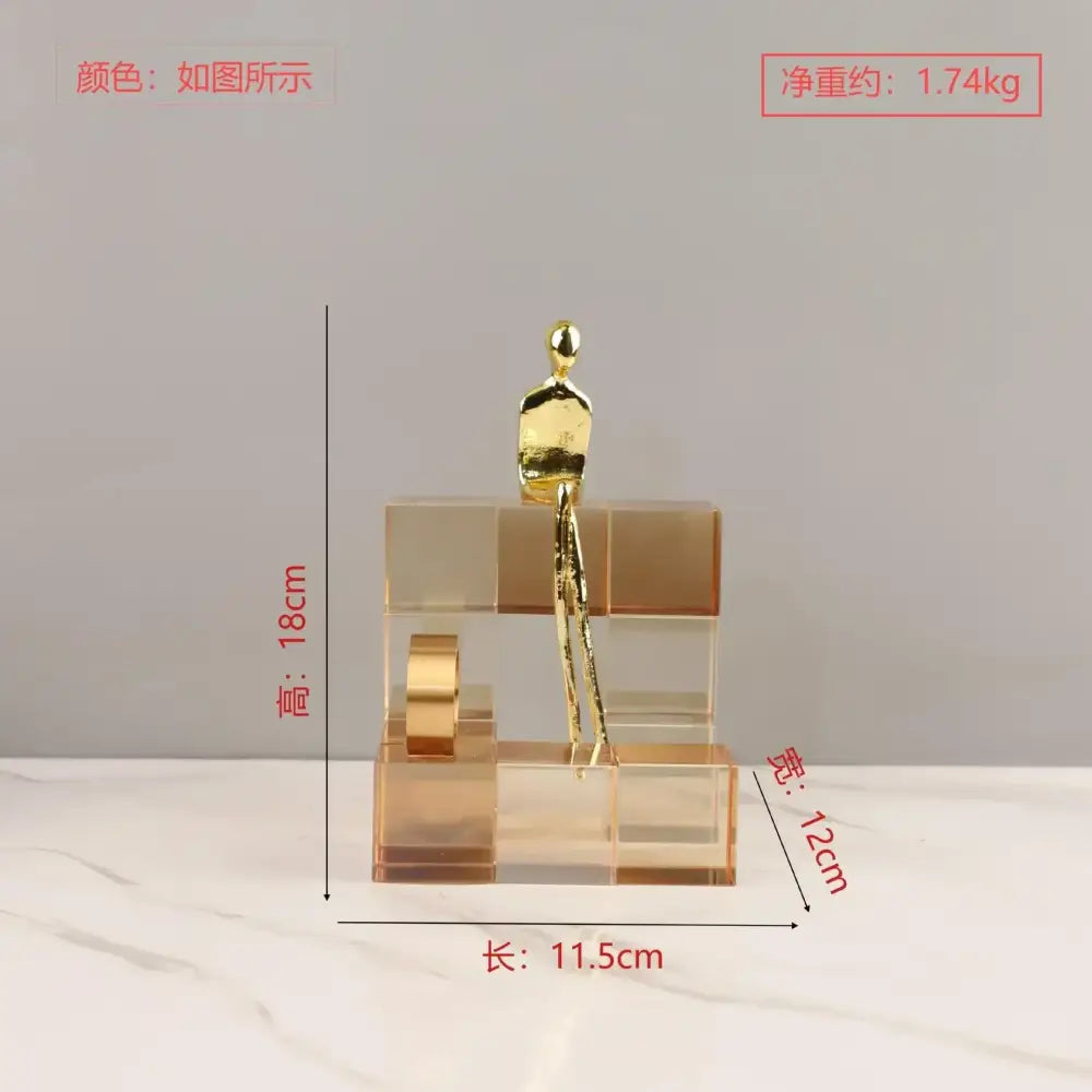 Gold Geometric Crystal Sculpture