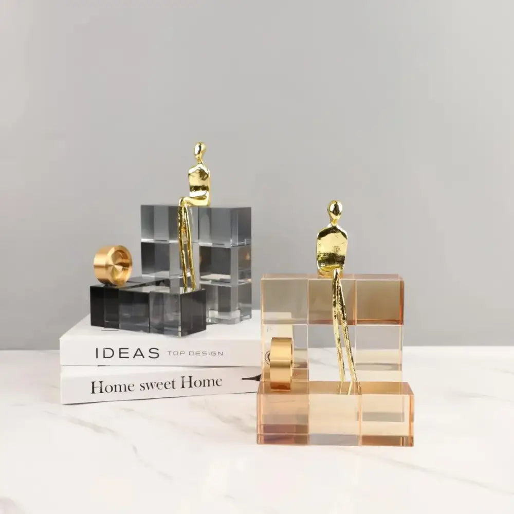 Gold Geometric Crystal Sculpture