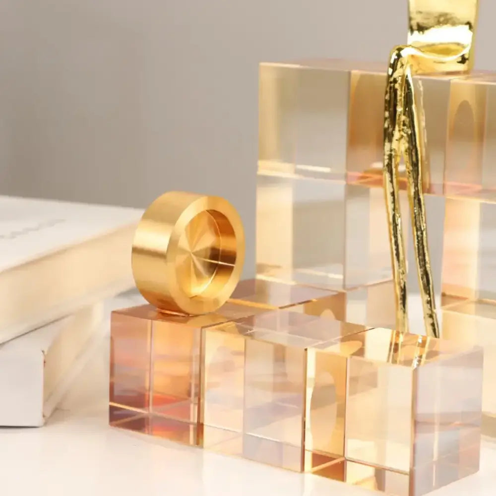 Gold Geometric Crystal Sculpture