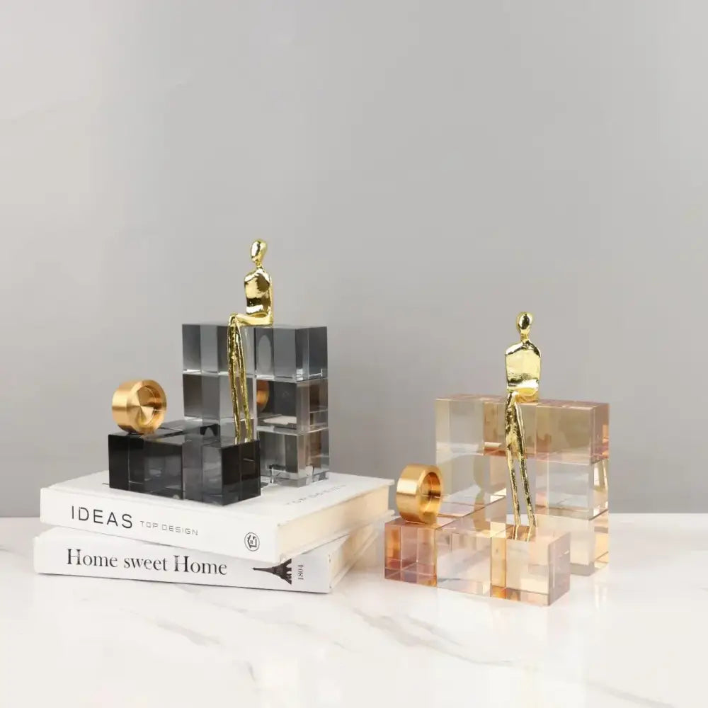 Gold Geometric Crystal Sculpture
