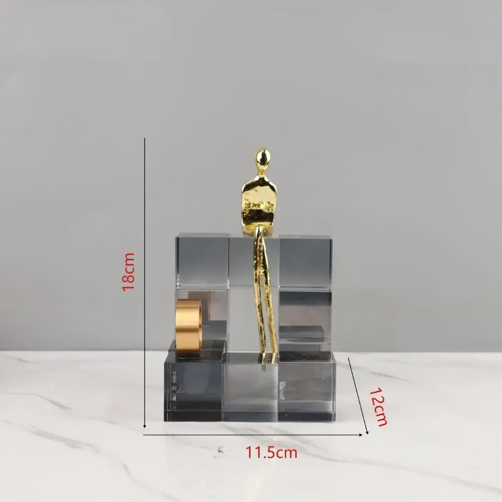 Gold Geometric Crystal Sculpture