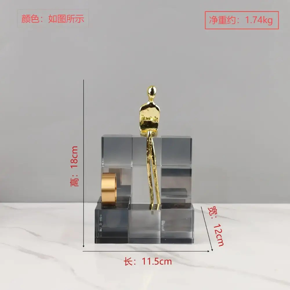 Gold Geometric Crystal Sculpture