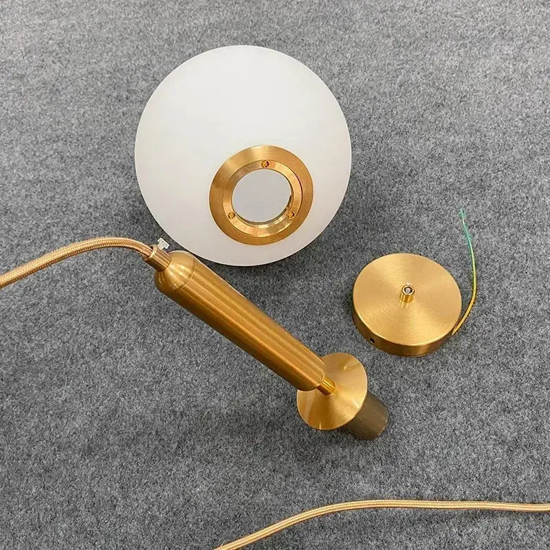 Gold Glass Ball Pendant Brass or Black Wire