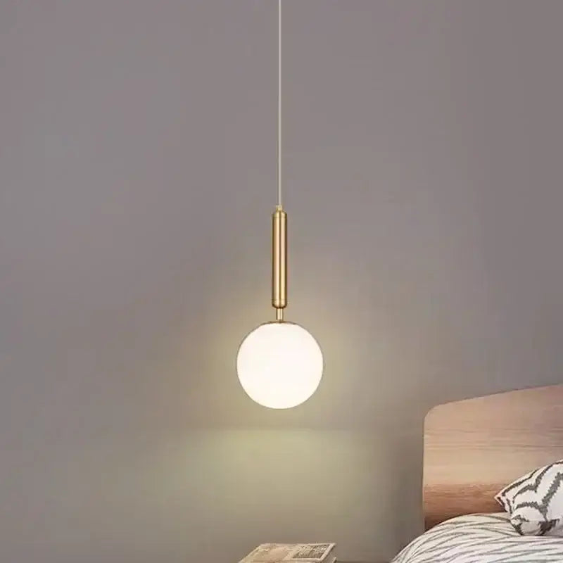 Gold Glass Ball Pendant Brass or Black Wire