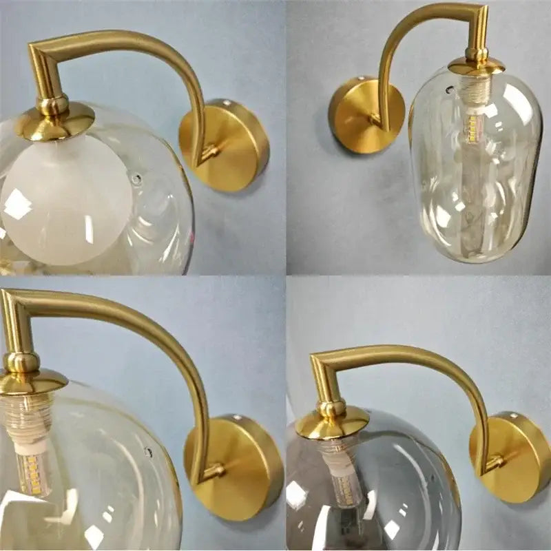 Gold Glass Minimalist Bedroom Wall Sconce