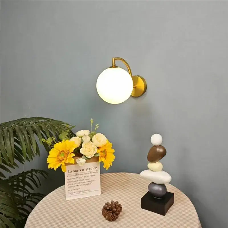 Gold Glass Minimalist Bedroom Wall Sconce
