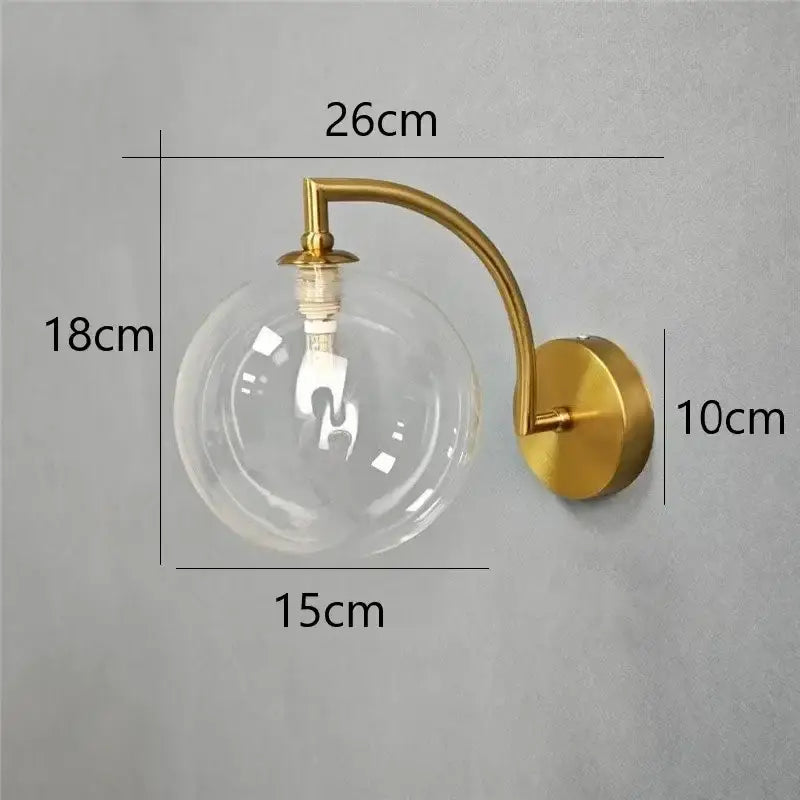 Gold Glass Minimalist Bedroom Wall Sconce