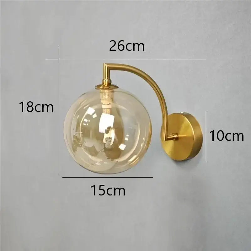 Gold Glass Minimalist Bedroom Wall Sconce