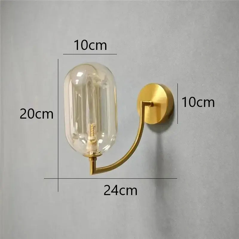 Gold Glass Minimalist Bedroom Wall Sconce