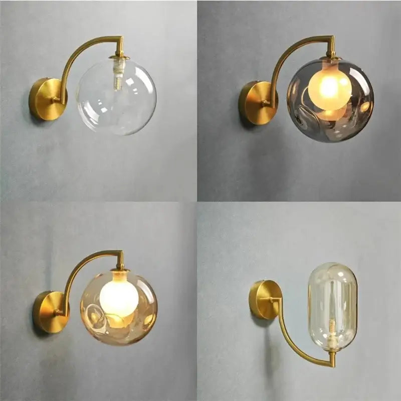 Gold Glass Minimalist Bedroom Wall Sconce