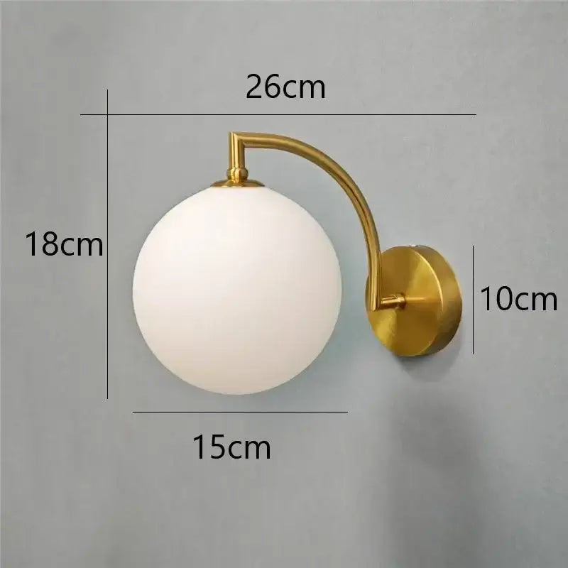 Gold Glass Minimalist Bedroom Wall Sconce