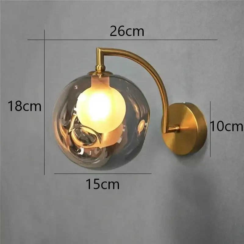 Gold Glass Minimalist Bedroom Wall Sconce