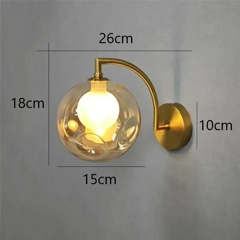 Gold Glass Minimalist Bedroom Wall Sconce