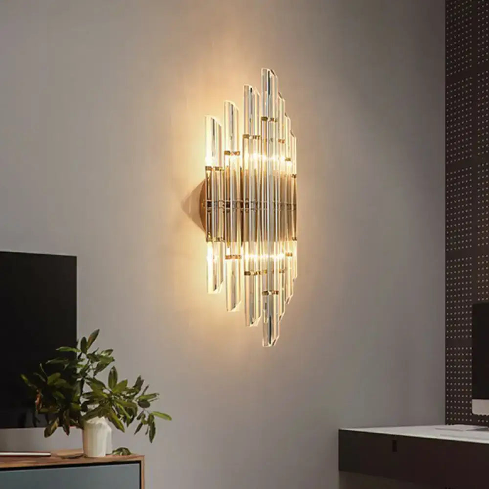Gold Crystal Rhombus Living Room Wall Sconce