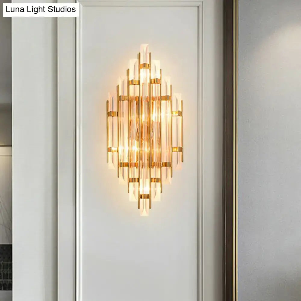 Gold Crystal Rhombus Living Room Wall Sconce