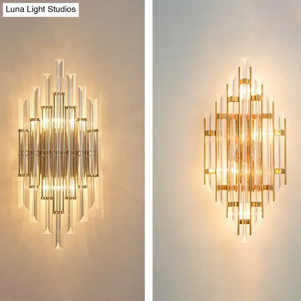 Gold Crystal Rhombus Living Room Wall Sconce
