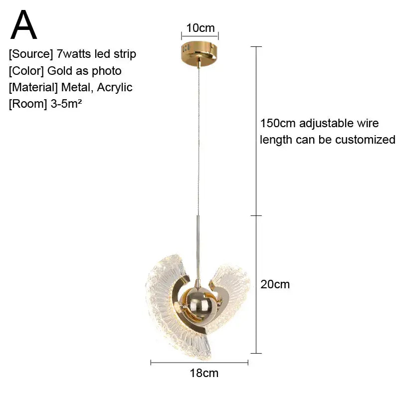 Gold Nordic Glass Pendant Light for Kitchens