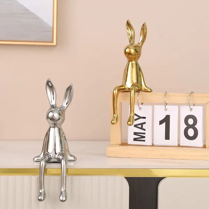 Gold Silver Ceramic Rabbit