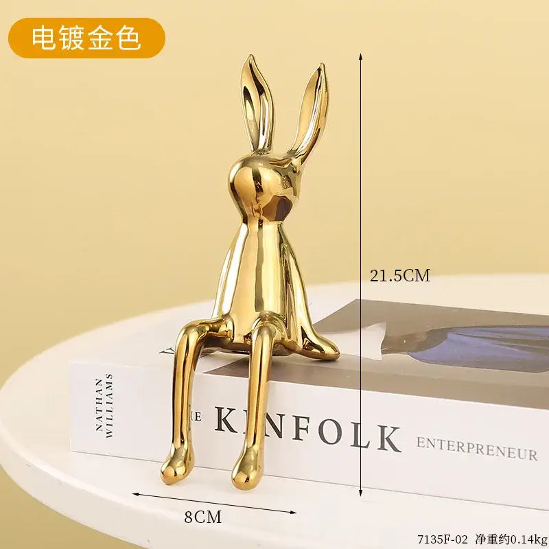 Gold Silver Ceramic Rabbit