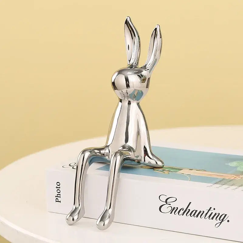 Gold Silver Ceramic Rabbit