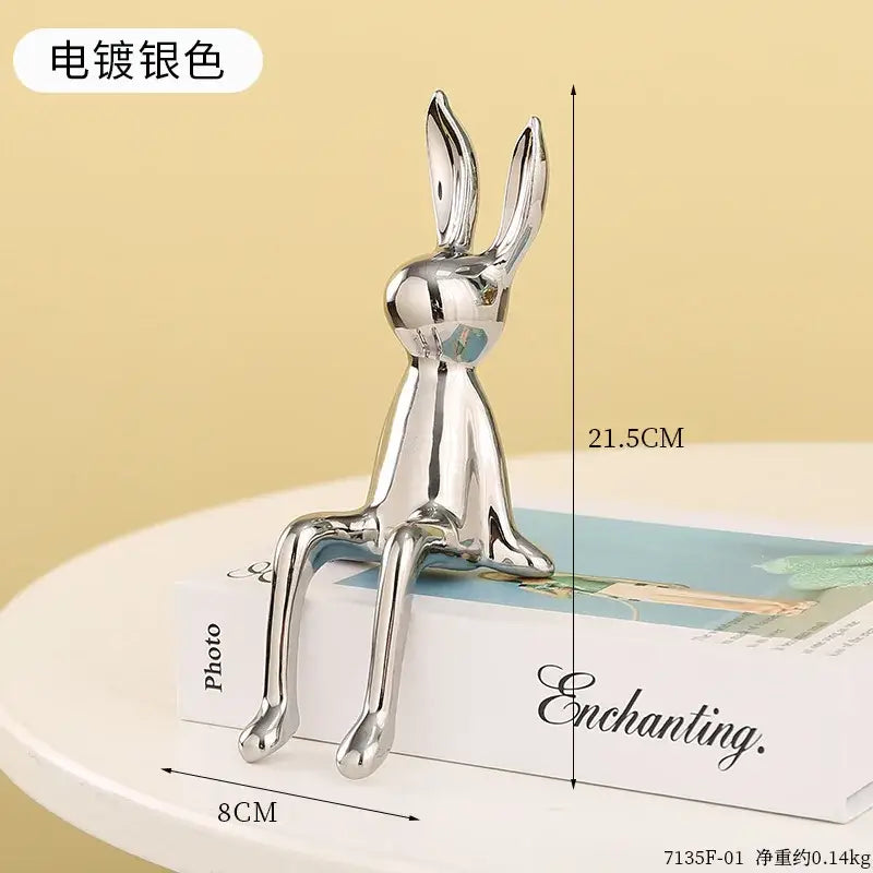 Gold Silver Ceramic Rabbit