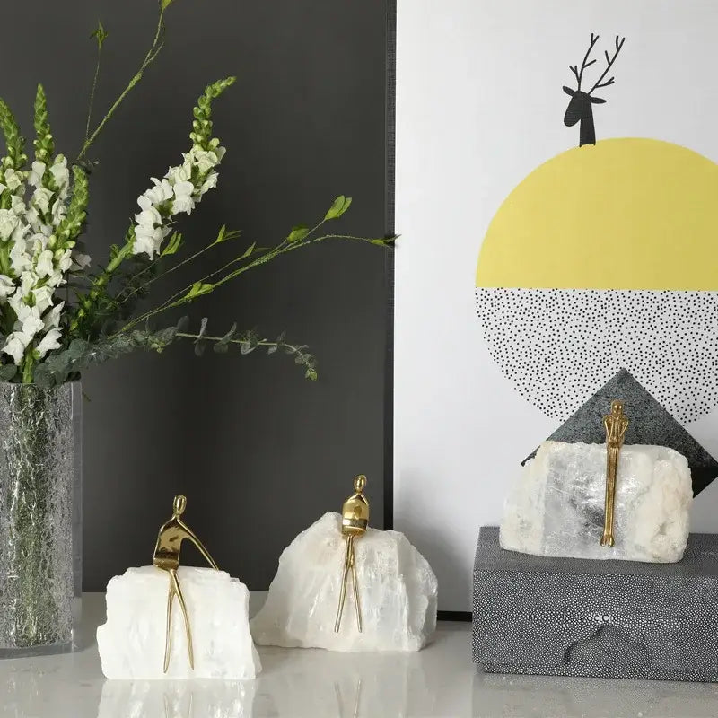 Golden Man Bookends Sculpture