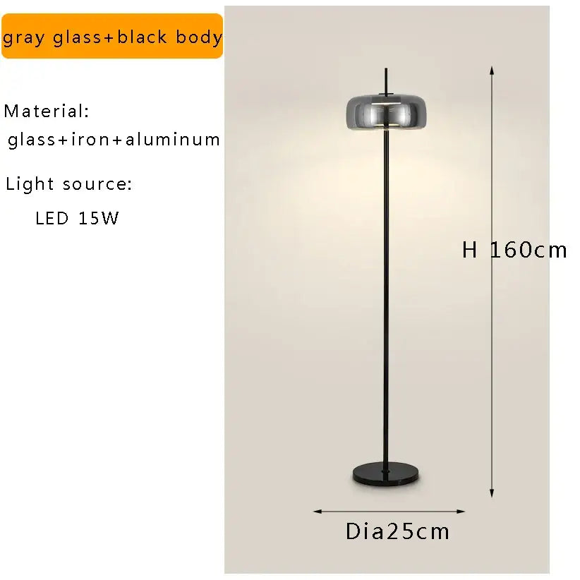 Gray Glass Floor Lamp