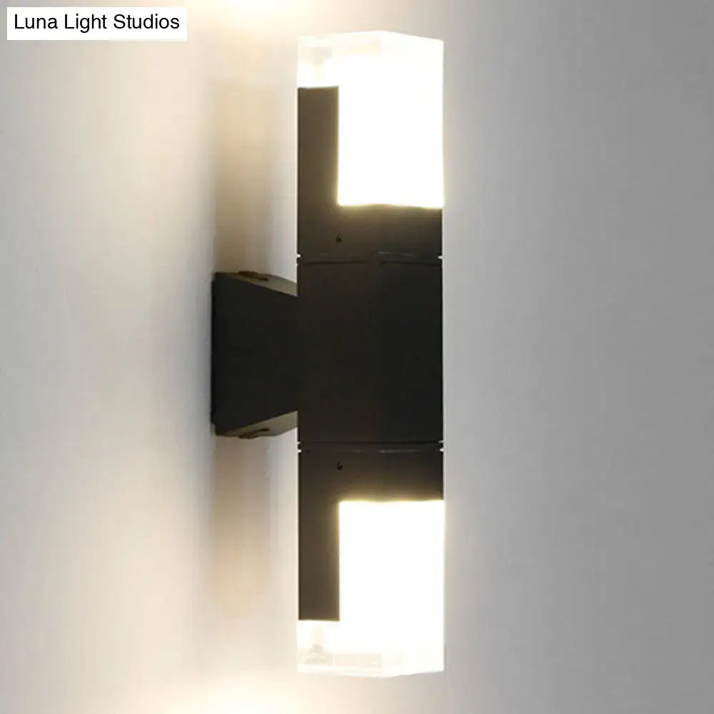 Black LED Courtyard Two-Light Wall Sconce