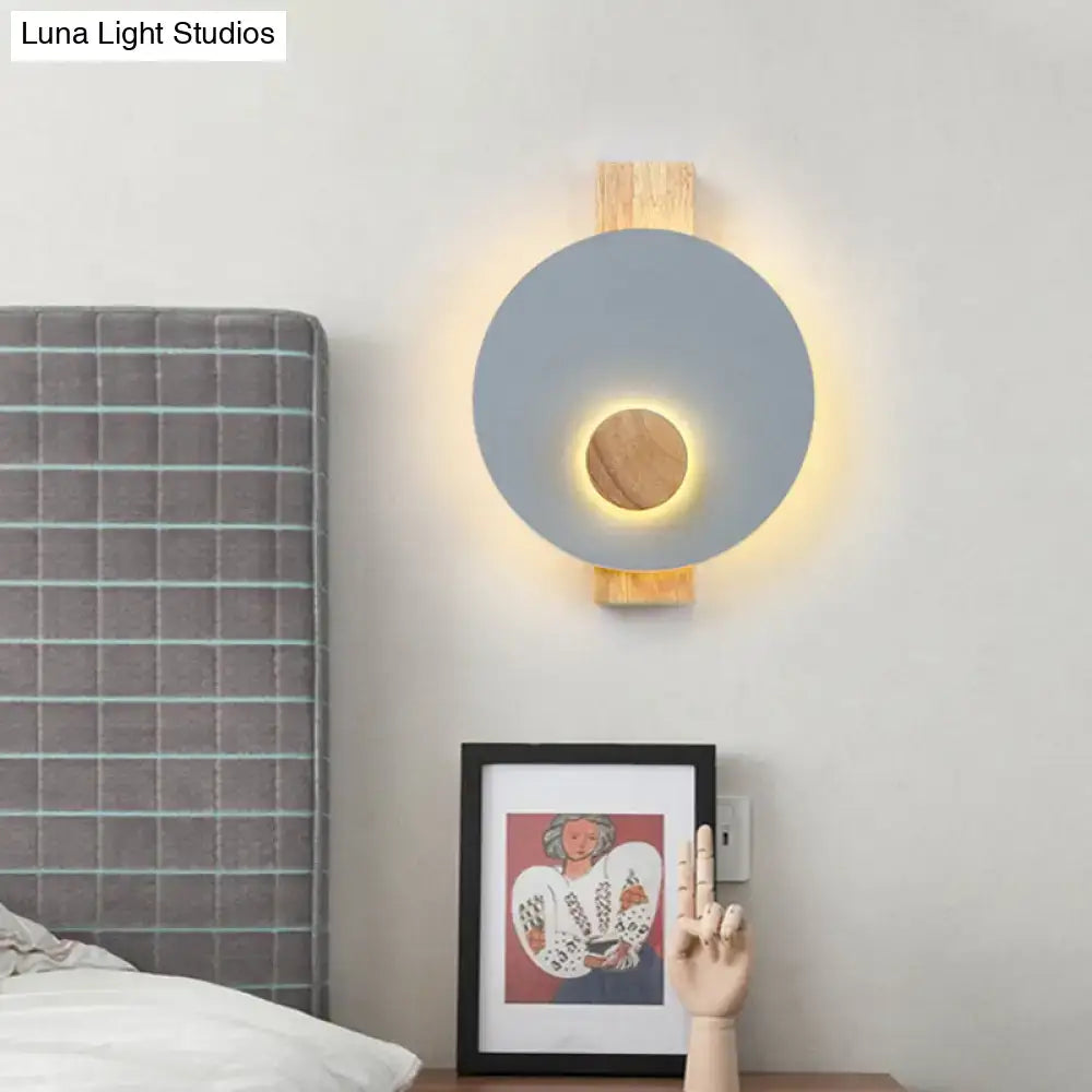 Gray Metal Disk Sconce