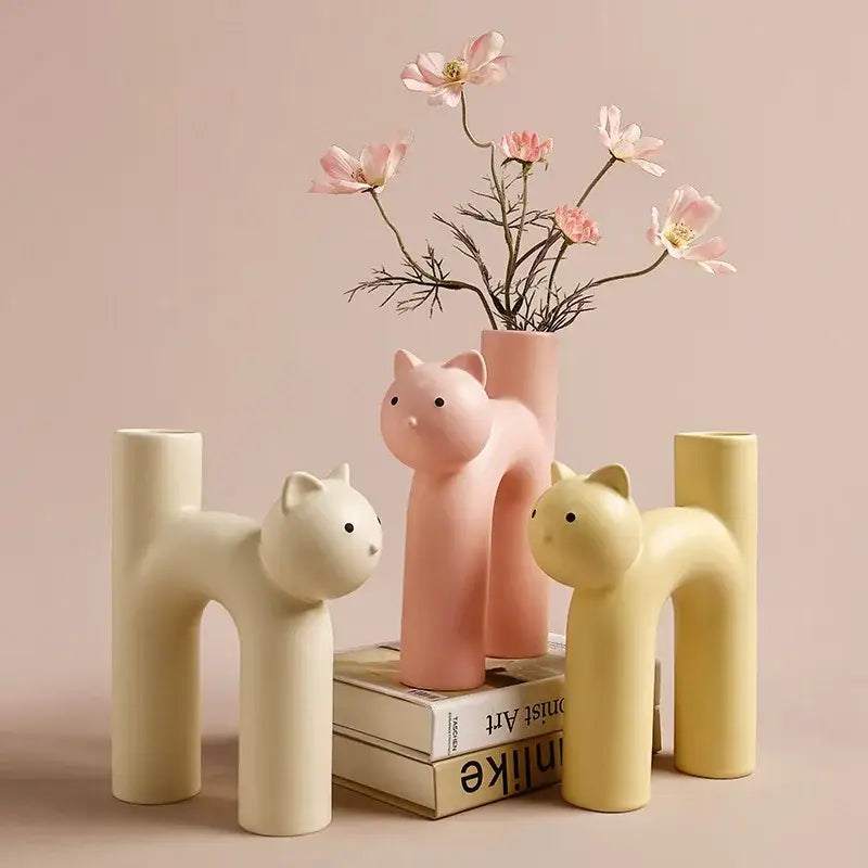 White Ceramic Cathead Vase