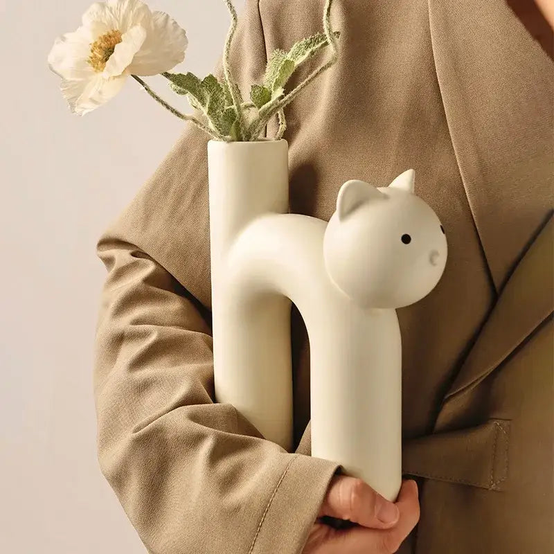 White Ceramic Cathead Vase