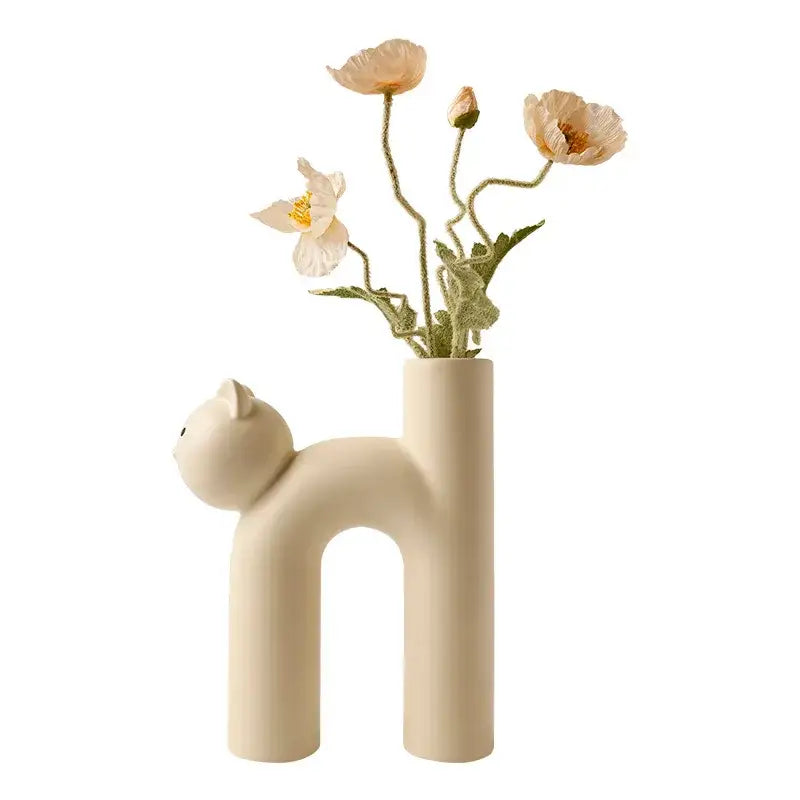 White Ceramic Cathead Vase