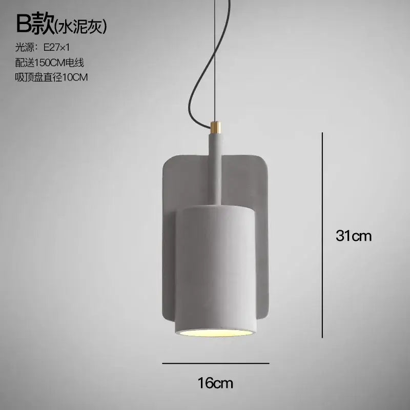 Pastel Cement Pendant Light Cylindrical Shape